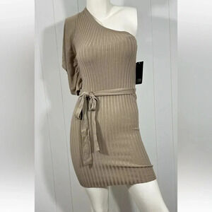 Grass Collection Sleeveless One Shoulder Knit Dress size L